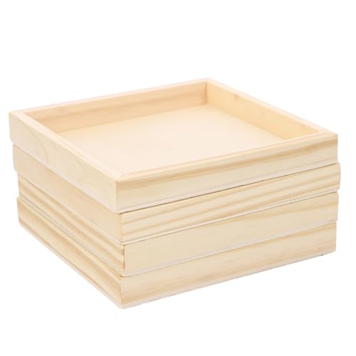 PartyKindom 4 Stück Unbehandeltes Holztablett Puzzle Organizer für Bausteine zur Aufbewahrung und Dekoration für DIY Projekte und Bastelideen von PartyKindom