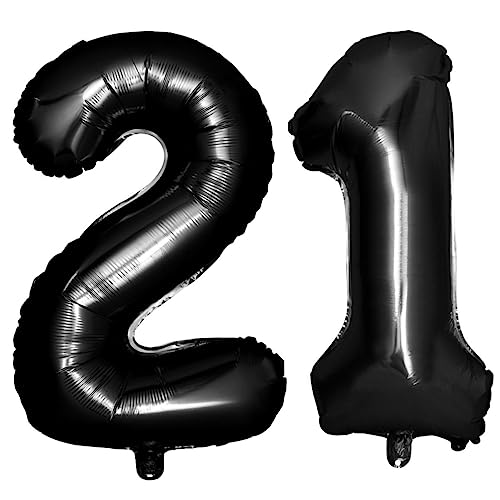 PartyKindom 40 21 Partyballons 21 Ballonnummern Ballons Masse Hochzeitsdeko Jubiläumsballons Folienballons Zahlenballons Nummernballons Schwarz von PartyKindom
