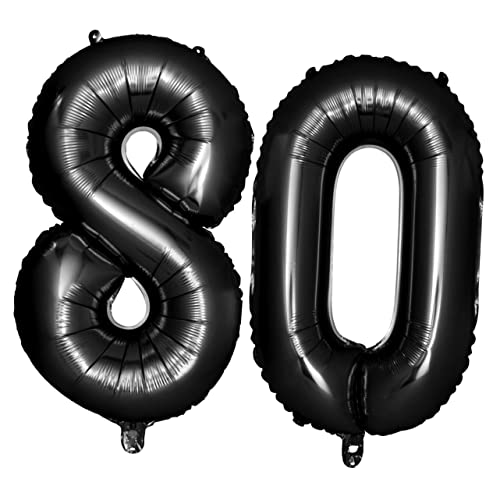 PartyKindom 40 80 Jubiläumsballons Partyballons Nummernballons Schwarz Zahlenballons Folienballons von PartyKindom