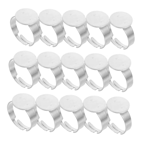 PartyKindom 40 Stück Edelstahl Rings Base Rund Flach Lünette Tablett Verstellbar Blank für Schmuckherstellung DIY Kreative Cabochon Ringe Basteln Zubehör PartyKindom 40 Stück Edelstahl Rings Base Rund Flach Lünette Tablett Verstellbar Blank für Schmuckherstellung DIY Kreative Cabochon Ringe Basteln Zubehör von PartyKindom