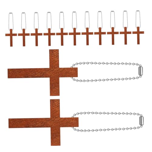 PartyKindom 40 Stück Mini Holzkreuz Anhänger mit Perlenkette Rustikal Handgefertigt Natürliche Maserung Kleine Religiöse Kreuzanhänger für Schmuckherstellung DIY Bastelprojekte Unisex von PartyKindom