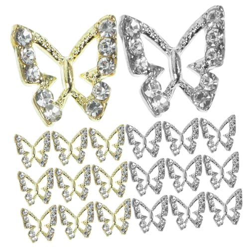 PartyKindom 40 Stück Teiliges Nail Charms Schmetterling Nail Art Charms Maniküre Dekoration Langlebiges Metall mit Funkelnden Strasssteinen für Kreative Nageldesigns und Besondere Anlässe PartyKindom 40 Stück Teiliges Nail Charms Schmetterling Nail Art Charms Maniküre Dekoration Langlebiges Metall mit Funkelnden Strasssteinen für Kreative Nageldesigns und Besondere Anlässe von PartyKindom