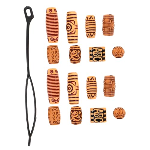 PartyKindom 40 Stück Vintage Holzperlen für Haaraccessoires Große Dekorative Beads für Zöpfe Dreadlocks und Diy Bastelbedarf PartyKindom 40 Stück Vintage Holzperlen für Haaraccessoires Große Dekorative Beads für Zöpfe Dreadlocks und Diy Bastelbedarf von PartyKindom