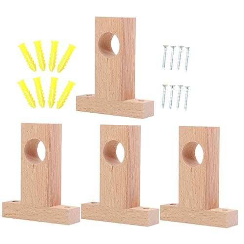 PartyKindom 4Stücke Holz Gardinenstangen Halterungen Robuste Vorhangstangen Klammern für Einfache Montage Schlafzimmer Wohnzimmer und Büro Langlebige und Stilvolle Halterungen von PartyKindom