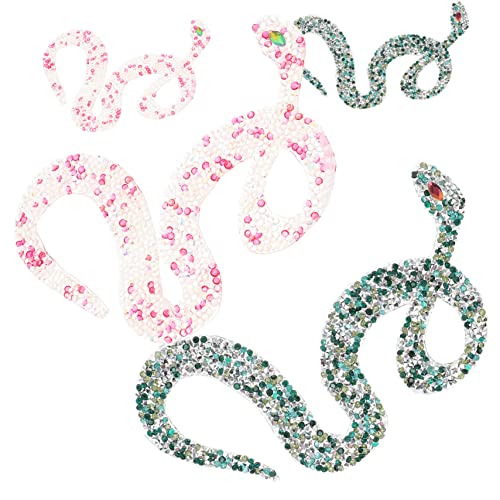 PartyKindom 4Stücke Kreative Schlangen Patches mit Strass Stoffapplikationen für DIY Kleidung Hüte Taschen Jeans Hautfreundlich Langlebig zum Aufbügeln oder Nähen von PartyKindom