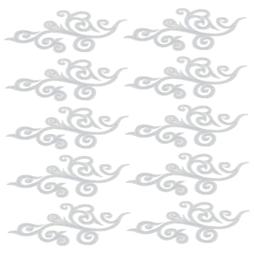 PartyKindom 5 Paare Barock Wolken Stickerei Applikationen Bestickte Stoffaufnäher Vielseitig für Hochzeitskleider Bühnenkostüme Einfach Bügelbar und Nähbar Silberfarbene Verzierung von PartyKindom