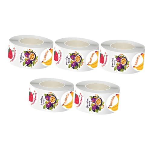 PartyKindom 5 Rollen Fruchtige Aufkleber Niedliche Runde Lebensmittel Etiketten Selbstklebend Vielseitig für Vorratsbehälter Diy Scrapbooking Kinderfreundliche Obstmotive Kreative Bastelideen PartyKindom 5 Rollen Fruchtige Aufkleber Niedliche Runde Lebensmittel Etiketten Selbstklebend Vielseitig für Vorratsbehälter Diy Scrapbooking Kinderfreundliche Obstmotive Kreative Bastelideen von PartyKindom