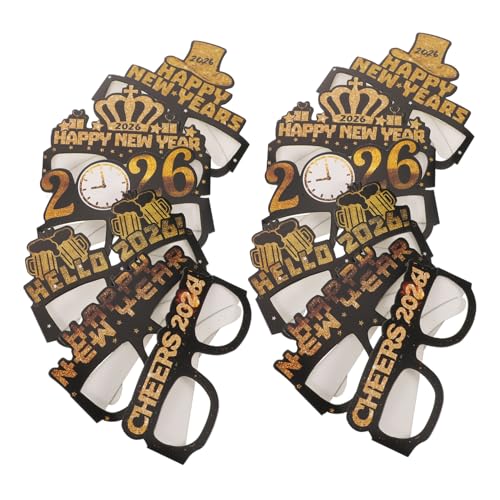 PartyKindom 5 Sätze Glitzer Papierbrillen Neujahrsfeier Partybrille als Foto Requisite Einweg Nye Dress-up Zubehör für Große Silvester Events PartyKindom 5 Sätze Glitzer Papierbrillen Neujahrsfeier Partybrille als Foto Requisite Einweg Nye Dress-up Zubehör für Große Silvester Events von PartyKindom