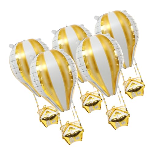 PartyKindom 5 Stück Goldene Aluminiumfolie Heißluftballon Luftballons Reißfest Festliche Geburtstagsdeko Vielseitige Partydekoration für Kindergeburtstag und Valentinstag von PartyKindom