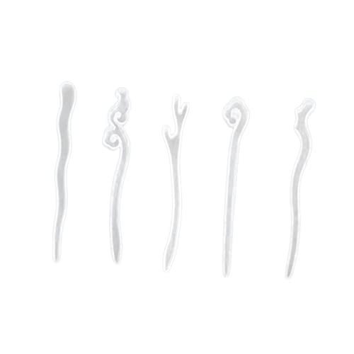 PartyKindom 5 Stück Haarnadelform Silikonformen Haarnadelzubehör Haarzubehör für Frauen Dekorationen Handwerk Formen aus Epoxidharz Haarnadel selber machen Schmuck Harzform Harzgussformen Weiß von PartyKindom