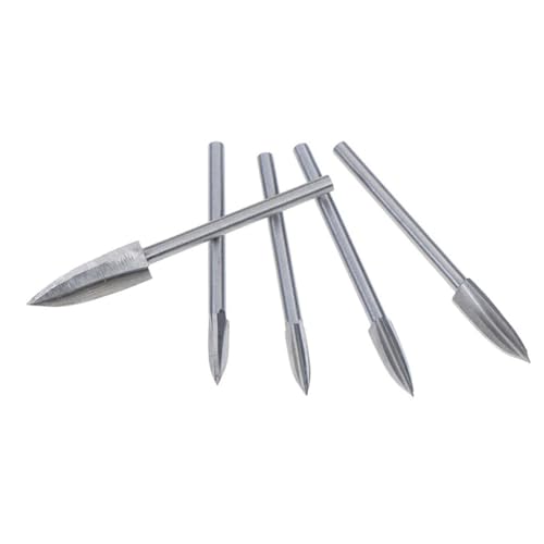 PartyKindom 5 Stück Holzschnitzwerkzeug für Elektrische Schnitzmaschinen 3-Klingen Gravierfräser 3mm Griff für Holzbearbeitung Schnitzen Gravieren von PartyKindom