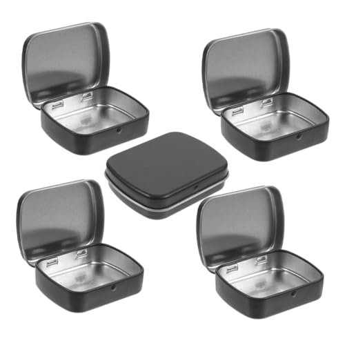 PartyKindom 5 Stück Mini Metallbox mit Scharnier Tragbare Aufbewahrungsdose aus Eisen Rechteckige Kleine Aufbewahrungsbox für Nagelkunst Schmuck Perlen Vielseitiger Organizer mit Sicherem von PartyKindom