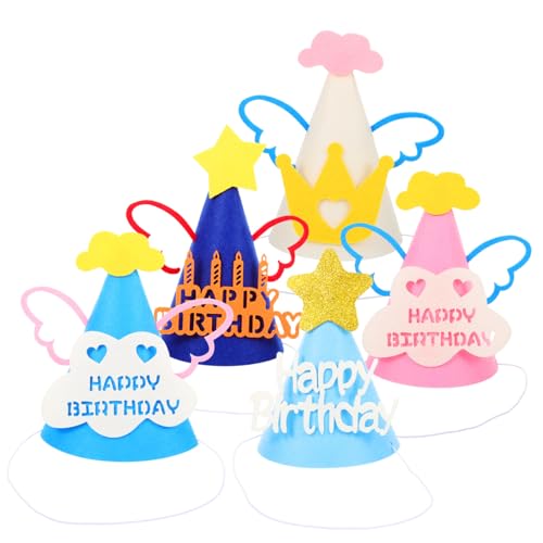 PartyKindom 5 Stück Teiliges Geburtstags partyhüte für Erwachsene Leichte Sichere Kopfbedeckung mit Niedlichen Designs als Partyzubehör und Foto requisite von PartyKindom
