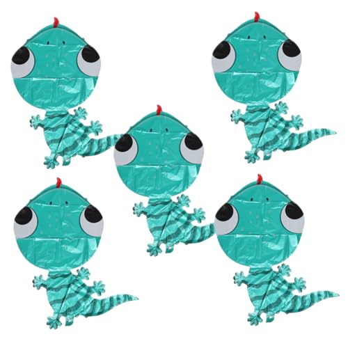PartyKindom 5 Stück Teiliges Gecko Folienballon Cartoon Tierform Aluminiumfolie Luftballons Leichte Party Deko für Innen und Außen Fotogenes Sommerdekor Stabile Verarbeitung für Garten und von PartyKindom