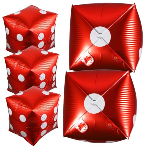 PartyKindom 5 Stück Würfel Folienballons aus Aluminiumfolie Rote Deko Partyballons Langlebig Vielseitig für Poker Motto Geburtstags und Casinofeiern Einfache Anbringung an Wänden und Tischen von PartyKindom