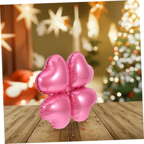 PartyKindom 50 Stück Aluminiumfolie Luftballons mit Rosa Herz design und Vierblättrigem Kleeblatt Langlebig Wiederverwendbar Dekorativ für Valentinstag Geburtstagsfeiern und Liebes events von PartyKindom