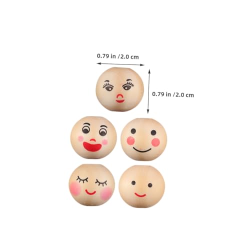 PartyKindom 50 Stück Holzperlen mit Gesichtsausdruck zum Basteln Dekorative Holzperlen für DIY Schmuck und Wohnkultur Vielfältige Designs für Kreative Handarbeiten von PartyKindom