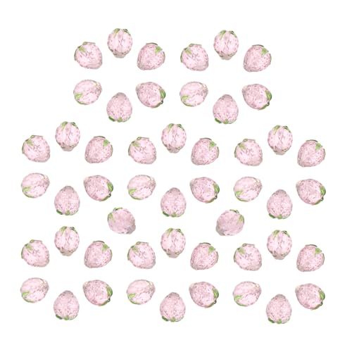 PartyKindom 50 Stück Kristall Erdbeerperlen in Handgefertigte Lampwork Beads mit Glattem Transparente Schmuckperlen für DIY Armbänder und Ketten Zubehör zum Schmuckherstellen von PartyKindom
