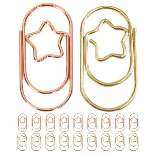 PartyKindom 50Stücke Mini Büroklammern Sternform Lustige Metallclips für Büroorganisation Goldene und Roségoldene Klammern für Zuhause und Schule von PartyKindom