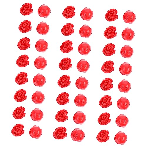 PartyKindom 50Stücke Rote Rosen DIY Perlen Lose Schmuckperlen für Armbänder Ohrringe und Handwerksprojekte für Schmuckherstellung und von PartyKindom