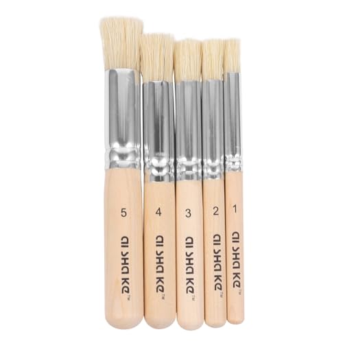 PartyKindom 5Stücke Teiliges Schablonenpinsel Set mit Naturborsten und Holzgriff Vielseitige Pinsel für Ölmalerei Geeignet für Anfänger und Künstler PartyKindom 5Stücke Teiliges Schablonenpinsel Set mit Naturborsten und Holzgriff Vielseitige Pinsel für Ölmalerei Geeignet für Anfänger und Künstler von PartyKindom