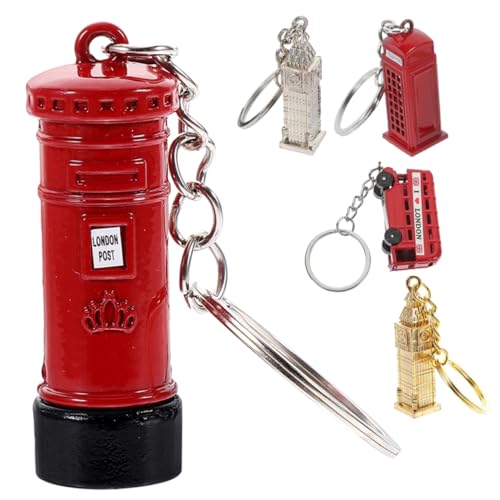 PartyKindom 5Stücke Teiliges Schlüsselanhänger mit Britischem Element London Bus Telefonzelle und Big Kreative Taschenanhänger für Damen und Herren von PartyKindom