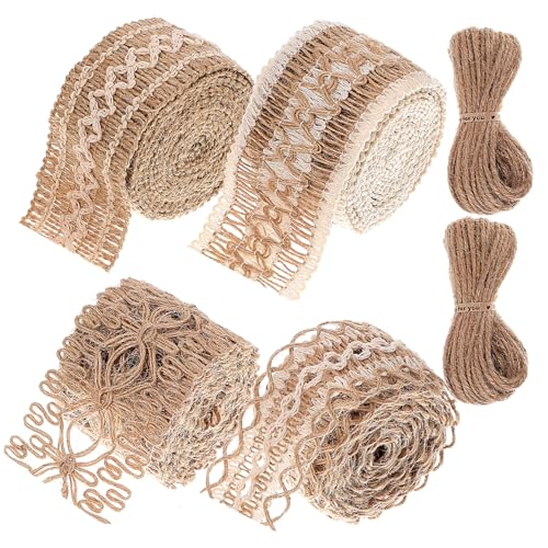PartyKindom 6 Rollen Teiliges Vintage Juteband mit Spitze und Juteseilen Naturfarbenes Dekoband für DIY Basteln Blumenarrangements Hochzeit Geburtstag Vielseitige Dekoration PartyKindom 6 Rollen Teiliges Vintage Juteband mit Spitze und Juteseilen Naturfarbenes Dekoband für DIY Basteln Blumenarrangements Hochzeit Geburtstag Vielseitige Dekoration von PartyKindom