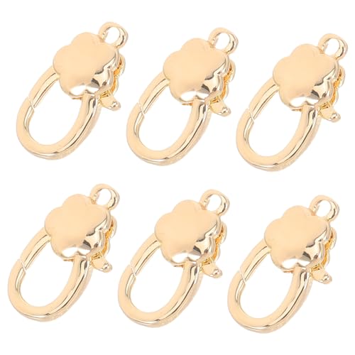 PartyKindom 6 Stück Goldfarbene Blumen Lobster Verschlüsse Kupfer Karabinerverschlüsse Schmuckverbinder Langlebige DIY Clips für Armbänder Halsketten Faderesistente Schmuckreparatur Zubehör von PartyKindom