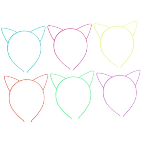 PartyKindom 6 Stück Im Dunkeln Leuchtendes Katzenohr Stirnband Haarbänder Partygeschenke Mit Katzenthema Katzenparty Dekorationen Im Dunkeln Leuchtendes Zubehör Leuchtende Kopfbedeckung von PartyKindom