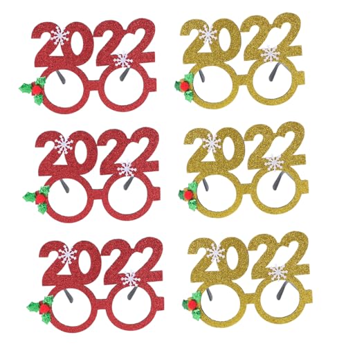 PartyKindom 6 Stück Leichte Partybrillen aus Kunststoff in Rot und Gold Stylische Dekobrillen für Silvester Weihnachten Wiederverwendbar und Einfach zu Tragen von PartyKindom