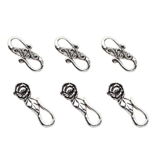 PartyKindom 6 Stück Sterling Silber S haken Verschluss Langlebiger Karabiner Verbindungsklammer für DIY Schmuckherstellung Geeignet für Armbänder und Halsketten Praktisches Zubehör für von PartyKindom
