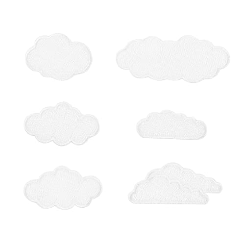 PartyKindom 6 Stück Stoffmontage Dekoration Kleidungsflicken Buchstabenflecken Party Hosenflecken Bestickt Hotfix Form Wolkenapplikation Süße Patches Tuch Für Kleidung Nähen Weiß Stickgarn von PartyKindom