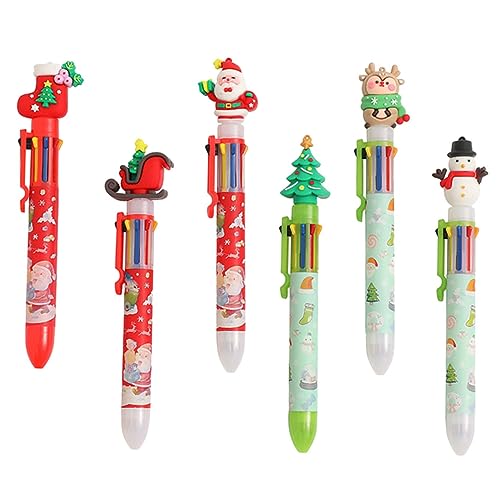 PartyKindom 6 Stück Teiliges Cartoon Weihnachts Kugelschreiber Bunte Druckkugelschreiber mit Fließendem Weihnachtsmotiv Leichte Robuste Kunststoff Stifte für Schüler Schreiben Basteln PartyKindom 6 Stück Teiliges Cartoon Weihnachts Kugelschreiber Bunte Druckkugelschreiber mit Fließendem Weihnachtsmotiv Leichte Robuste Kunststoff Stifte für Schüler Schreiben Basteln von PartyKindom