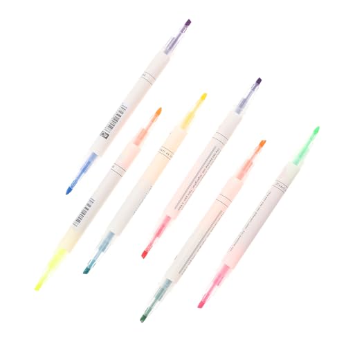 PartyKindom 6 Stück Teiliges Dual Tip Textmarker für Studenten Pastell Farben Abwischbare Marker für Notizen und Kunst Geeignet für Schule und Bürobedarf von PartyKindom
