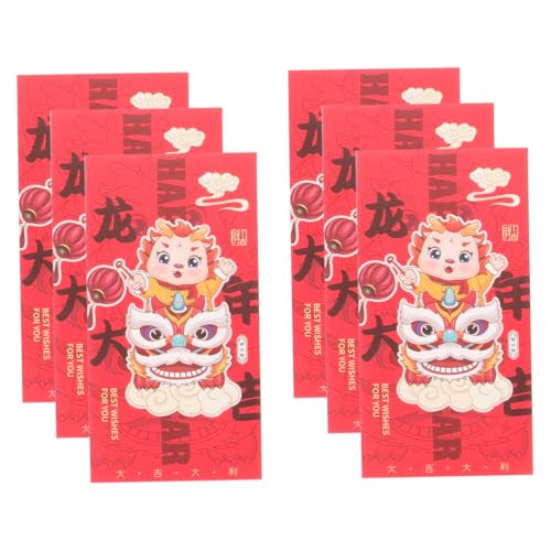 PartyKindom 6 Stück Teiliges Rote Umschläge mit Drachenmotiv Papiermaterial Verarbeitung Glücksbringer für Frühlingsfest Jahr Des Drachens Geschenkumschläge für Familie Freunde PartyKindom 6 Stück Teiliges Rote Umschläge mit Drachenmotiv Papiermaterial Verarbeitung Glücksbringer für Frühlingsfest Jahr Des Drachens Geschenkumschläge für Familie Freunde von PartyKindom