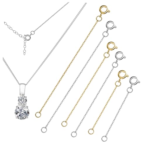 PartyKindom 6 Stück Teiliges Verlängerungsketten für Damen Halsketten und Armband Extender in Stabile Legierte Schmuckverlängerung mit Polierter Oberfläche Farbecht in Gold und Weißgold von PartyKindom