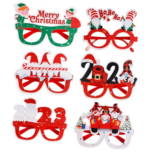 PartyKindom 6 Stück Teiliges Weihnachtsbrillen aus Filz für Festliche Partydekoration Leichte Foto Requisiten für Weihnachtsfeier Bunte Brillengestelle für Familien und Freunde von PartyKindom