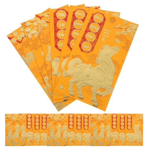 PartyKindom 60 Stück Chinesische Rote Umschläge, Hongbao 2026, Jahr Des Pferdes, Glücksgeldumschläge, Rotes Päckchen Für Neujahr, Frühlingsfest, Hochzeit, Geburtstag, Gold von PartyKindom