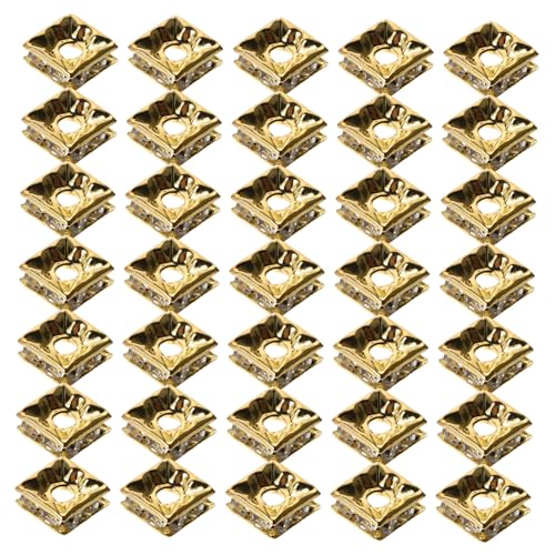 PartyKindom 60 Stück Glänzende Goldene Würfelperlen mit Strass für DIY Schmuckherstellung Funkelnde Spacer Perlen für Armbänder Halsketten Ohrringe und Bastelaccessoires von PartyKindom