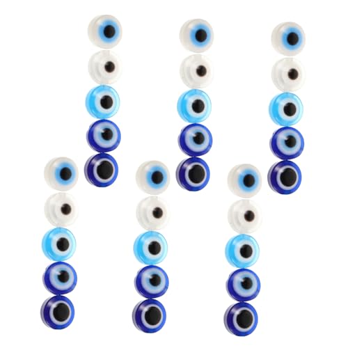PartyKindom 60 Stück Teiliges Flache Runde Evil Eye Acrylperlen Türkische Augen Schmuckperlen für Armbänder DIY Basteln Langlebig Vielseitig für Halsketten Ohrringe von PartyKindom