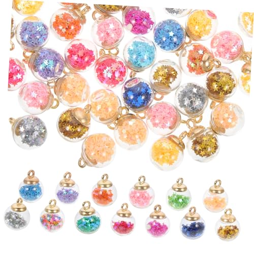 PartyKindom 60 Stück Teiliges Glasperlen mit Bunten Sternen Glaskugeln DIY Schmuckanhänger für Armband Halskette Ohrringe Basteln Transparente Kristallkugel Charms in Verschiedenen Farben von PartyKindom