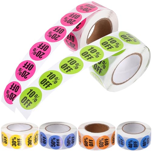 PartyKindom 6Rollen Kreisförmige Rabattaufkleber Selbstklebende Etiketten für Einzelhandel Prozent Farbige Runde Aufkleber für Reduzierte Ware PartyKindom 6Rollen Kreisförmige Rabattaufkleber Selbstklebende Etiketten für Einzelhandel Prozent Farbige Runde Aufkleber für Reduzierte Ware von PartyKindom