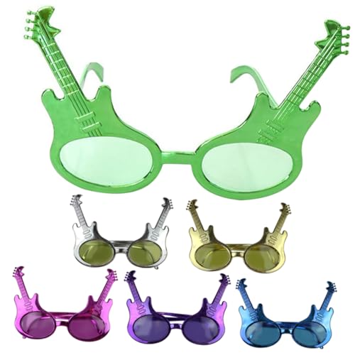 PartyKindom 6Stücke Gitarren Partybrillen im Lustigen Design für Festivals und Feiern Einzigartige Foto Requisite für Erwachsene Langlebig und Sicher Farben Zufällig von PartyKindom