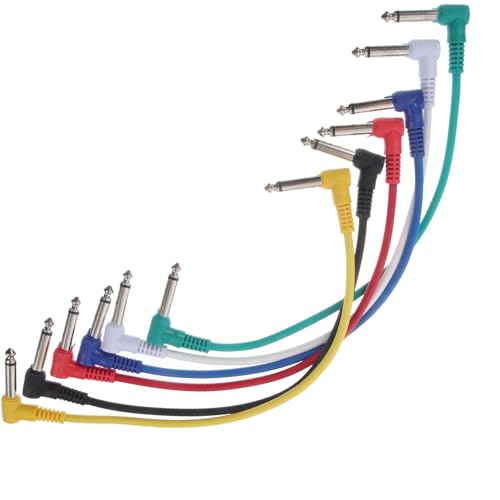 PartyKindom 6Stücke Gitarren Patchkabel Männlich zu Männlich Abgewinkelt Flexibel und Langlebig für Gitarre und Bass Effekte Geeignet für Jumper Anwendungen von PartyKindom