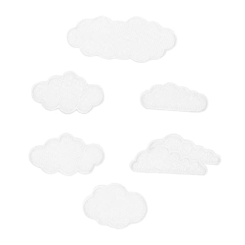 PartyKindom 6Stücke Wolkenform Stickerei Applikationen Bekleidungsreparatur Patch für DIY Kleidung Taschen und Handys zum Aufbügeln und Basteln von PartyKindom