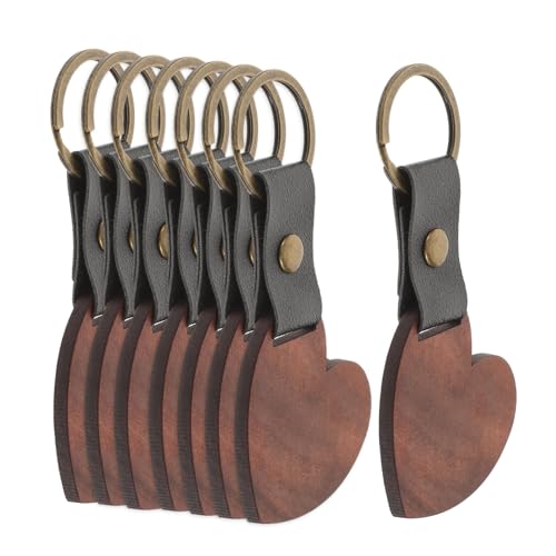 PartyKindom 8 Stück Holz Schlüsselanhänger Blanko Personalisierbar für DIY Robuste Holz und Metallkonstruktion für Schlüssel Taschen und Dekoration von PartyKindom
