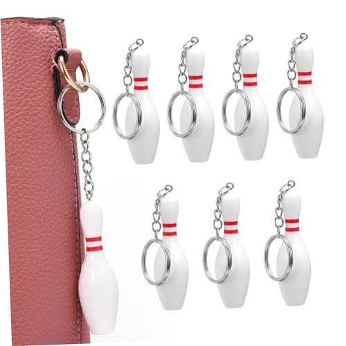 PartyKindom 8 Stück Teiliges Bowling Pin Schlüsselanhänger Detailgetreue Mini Bowlingkegel Anhänger Vielseitig als Schlüsselring und Rucksackanhänger Nutzbar Sportliches Accessoire für von PartyKindom