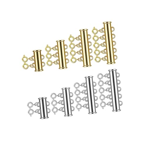 PartyKindom 8 Stück Teiliges Multifunktionale Magnetverschlüsse mit Federhaken Mehrreihige Kettenverschlüsse Silber und Gold Starker Halt für Schmuckherstellung und DIY Accessoires von PartyKindom