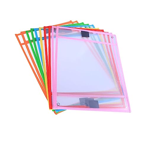 PartyKindom 8 Stück Teiliges PVC Trockenlösch Datei Paket Wiederverwendbare Aufbewahrungstaschen für Schule und Büro Abwischbare Hüllen für Arbeitsblätter und Vorlagen Zufällige Farbe von PartyKindom