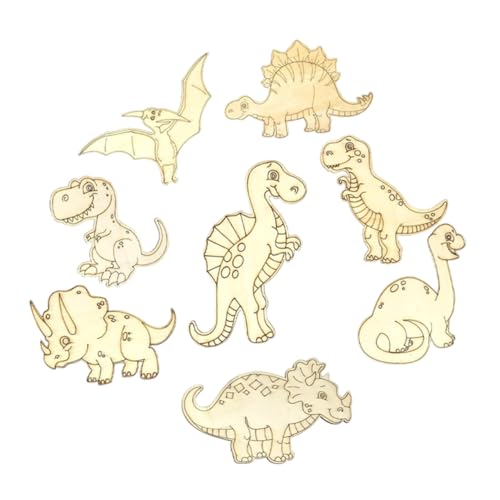 PartyKindom 8 Stück Teiliges Unbemalte Holz Dinosaurier Ausschnitte Robuste DIY Bastelmaterialien mit Niedlichem Cartoon Design Natürliche Holzqualität Sicher und Langlebig für Kinderhandwerk PartyKindom 8 Stück Teiliges Unbemalte Holz Dinosaurier Ausschnitte Robuste DIY Bastelmaterialien mit Niedlichem Cartoon Design Natürliche Holzqualität Sicher und Langlebig für Kinderhandwerk von PartyKindom